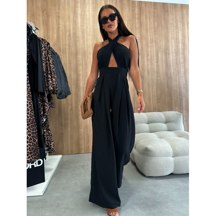 Ladies backless wide leg jumpsuits Lune London