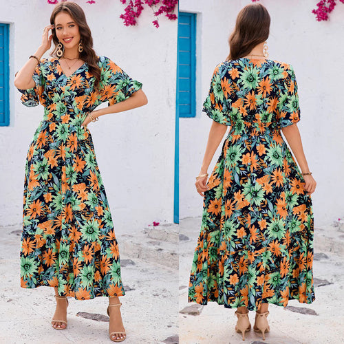 Floral maxi dress for women with ruffled sleeves Amarae