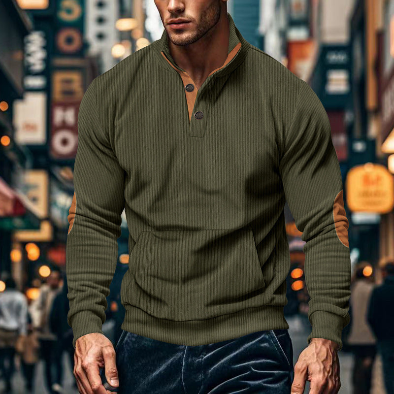 Casual men's sweater with button placket and textured surface Lune London