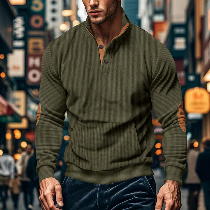 Casual men's sweater with button placket and textured surface Lune London