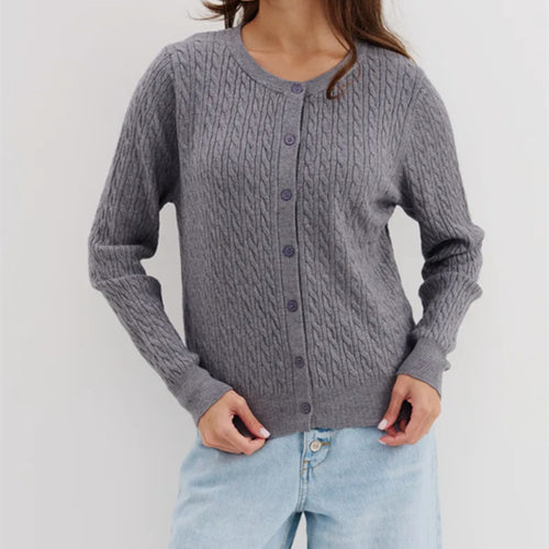 Women's knit jacket with a fine cable pattern and trendy buttons Amarae