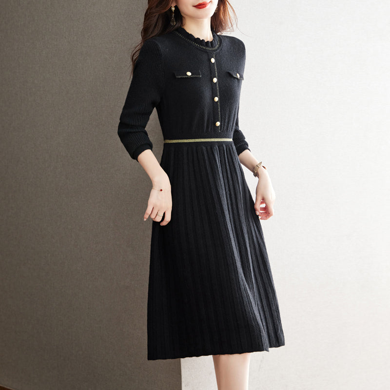 Knit dress for women with an elegant back and a high collar Lune London