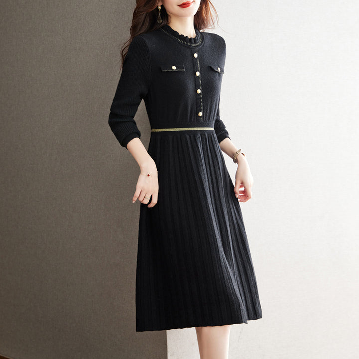 Knit dress for women with an elegant back and a high collar Lune London