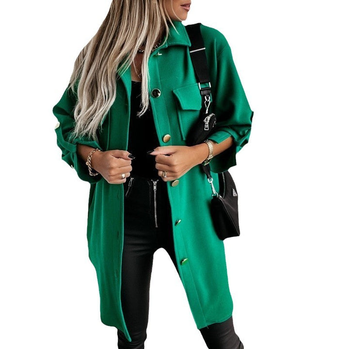 Elegant women's overshirt with practical pockets and snap front Amarae