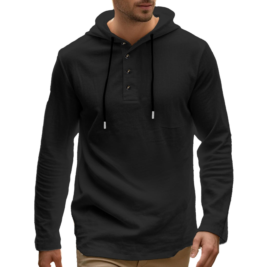 Men's Sport Hoodie with button placket and practical kangaroo pockets Lune London