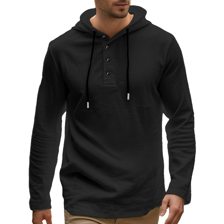 Men's Sport Hoodie with button placket and practical kangaroo pockets Lune London