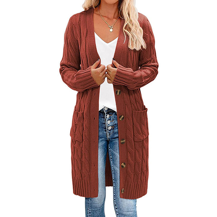 Knit jacket for women with cable pattern and pockets Lune London