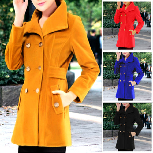 Trendy short coat for women with double row of buttons and belt Amarae