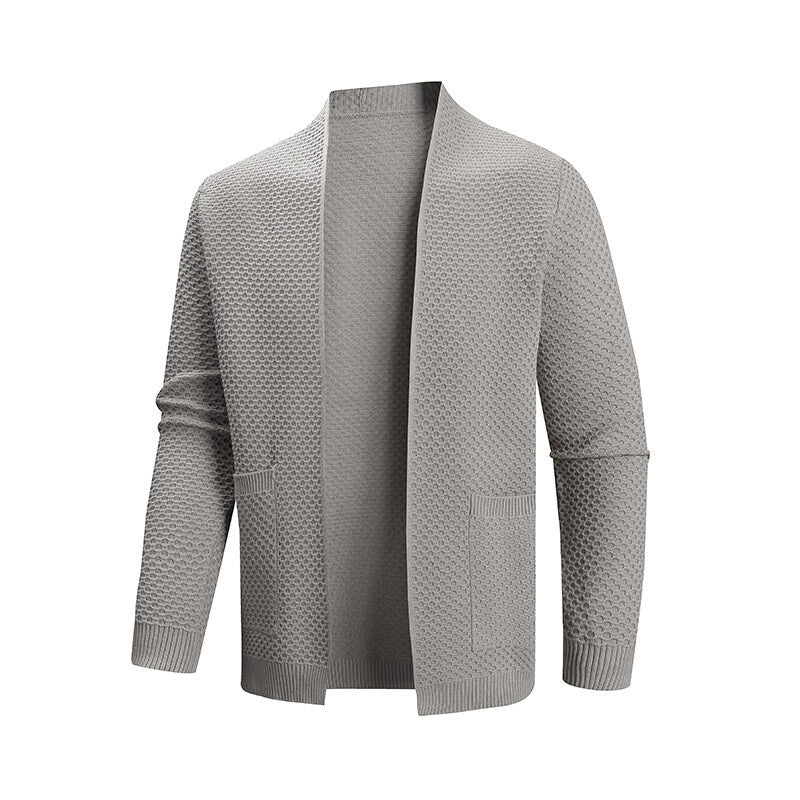 Knitted jacket for men with textured design and practical pockets Lune London