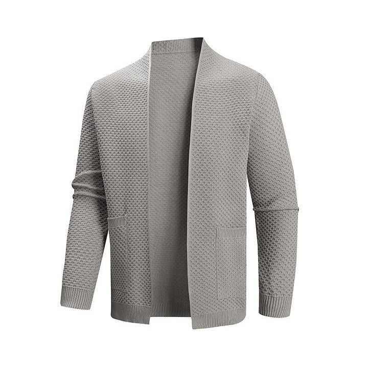 Knitted jacket for men with textured design and practical pockets Lune London