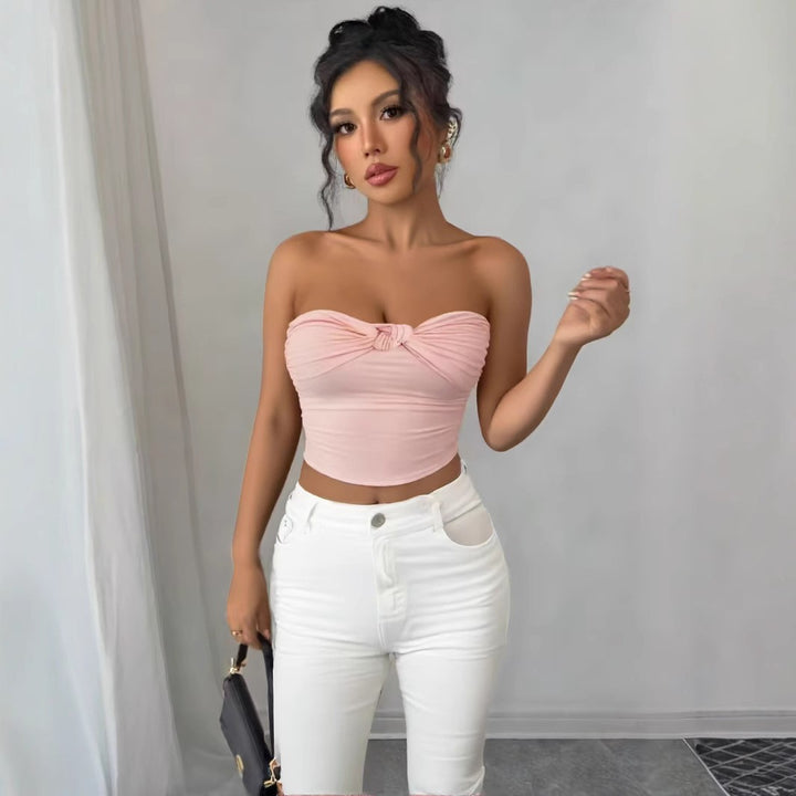 Women's Bandeau Crop Top with Knot Design Lune London