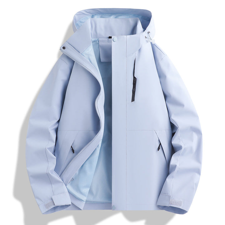 Functional waterproof jacket for men with adjustable hood collar Lune London