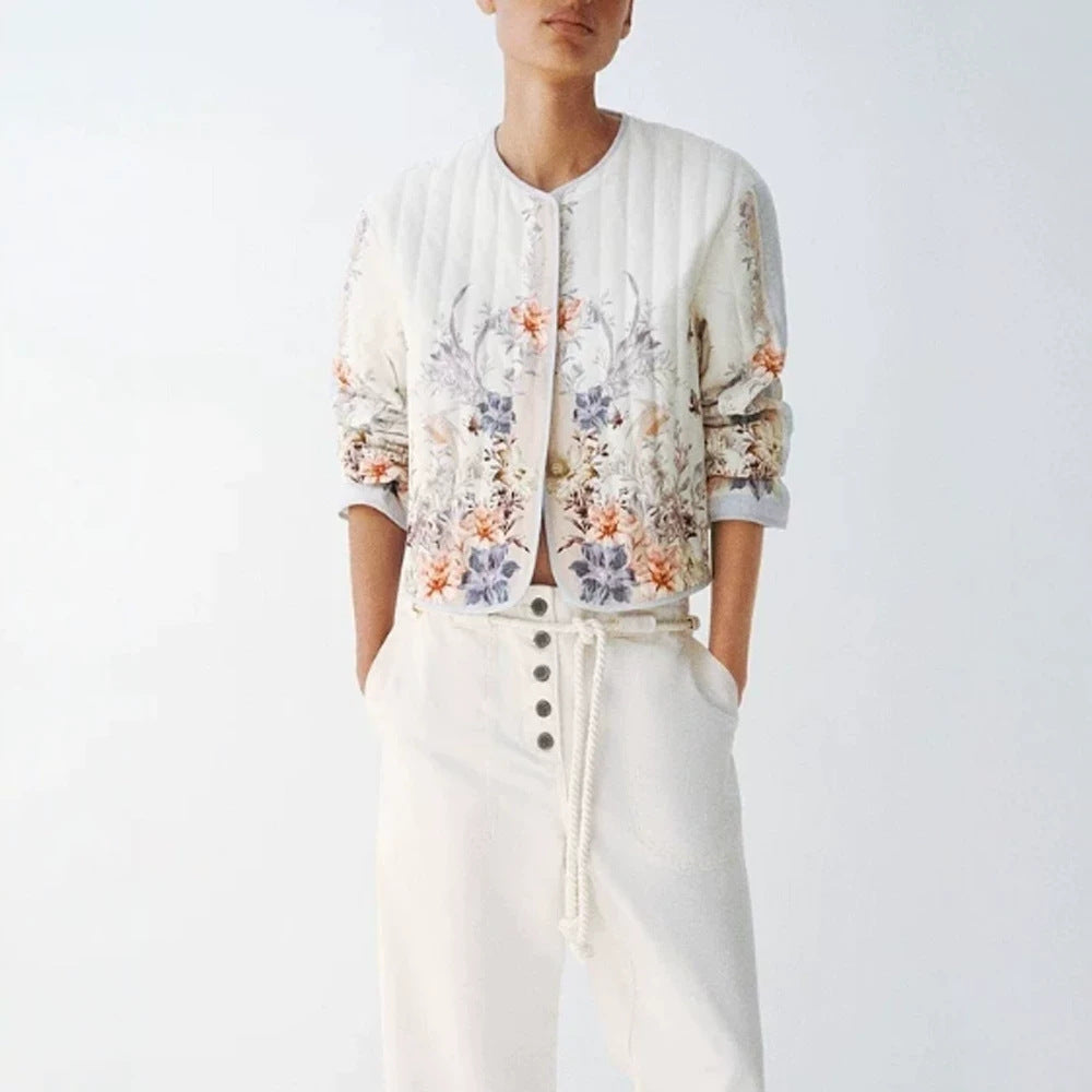 Women Two-Piece Floral Boucle Jacket and Pleated Mini Skirt Set Amarae