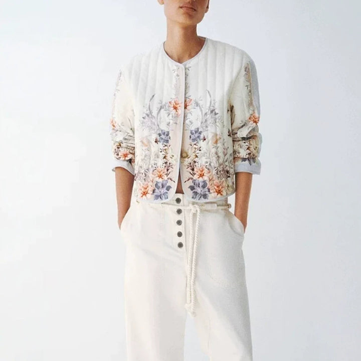 Women Two-Piece Floral Boucle Jacket and Pleated Mini Skirt Set Amarae