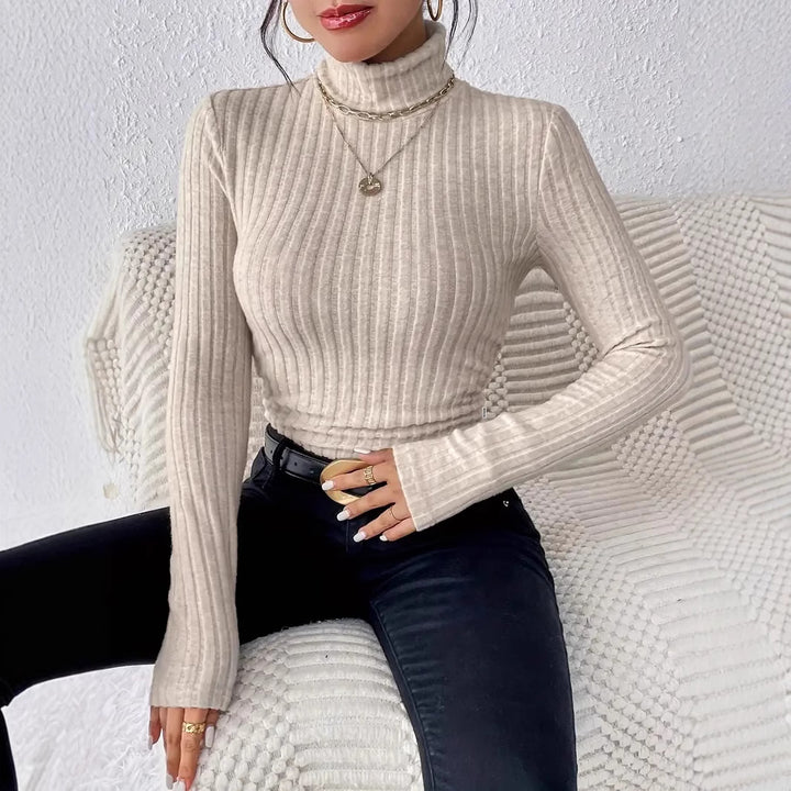 Lune London women's long sleeve ribbed turtleneck sweater