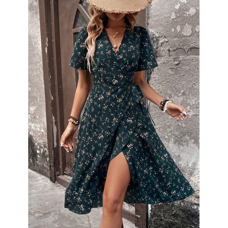 Lune London Elegant Floral Wrap Dress for Ladies