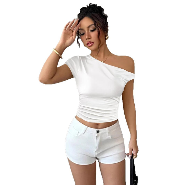 Women's Off-Shoulder Shirt with Ruching and Tailored Cut Lune London