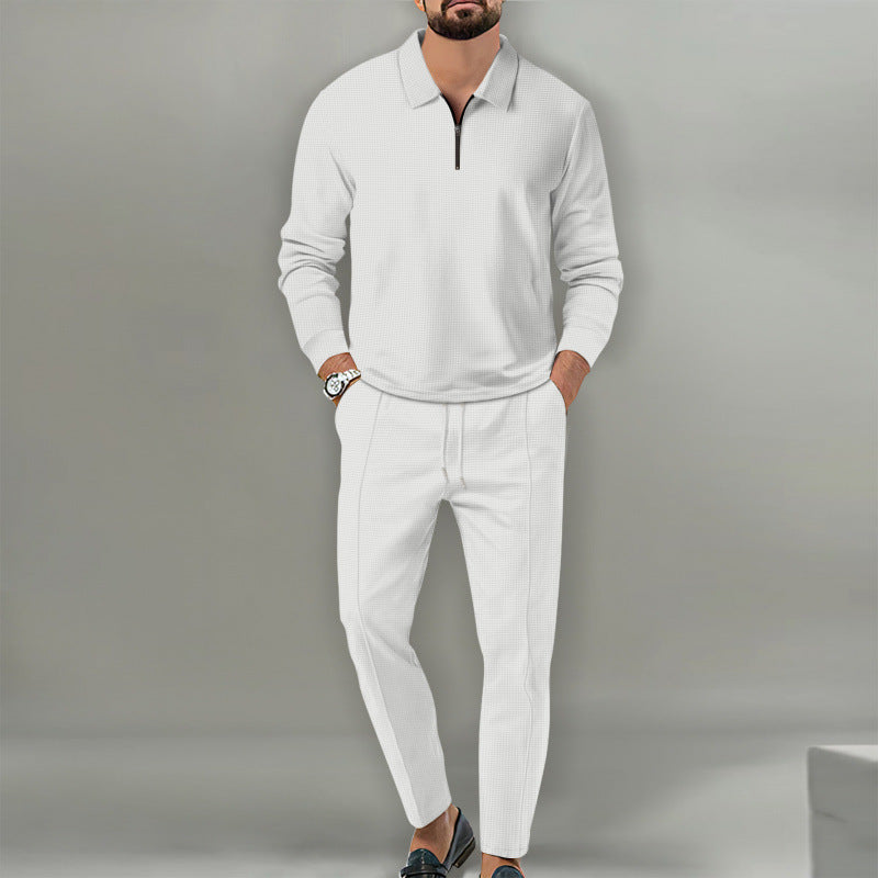 Leisure suit for men with textured sweater and trendy joggers Lune London