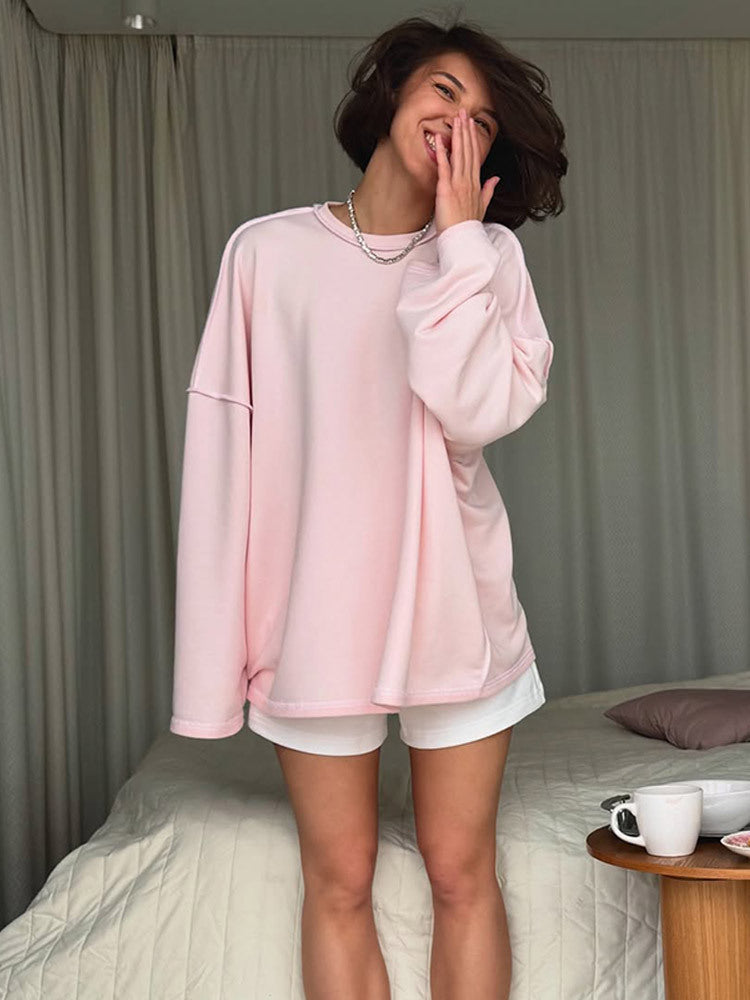 Women's Oversized Sweatshirt with Raglan Sleeves & Extra Long Lounge Cut Amarae