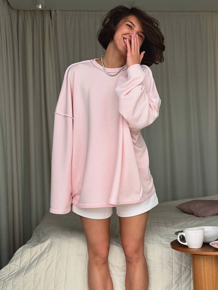 Women's Oversized Sweatshirt with Raglan Sleeves & Extra Long Lounge Cut Amarae