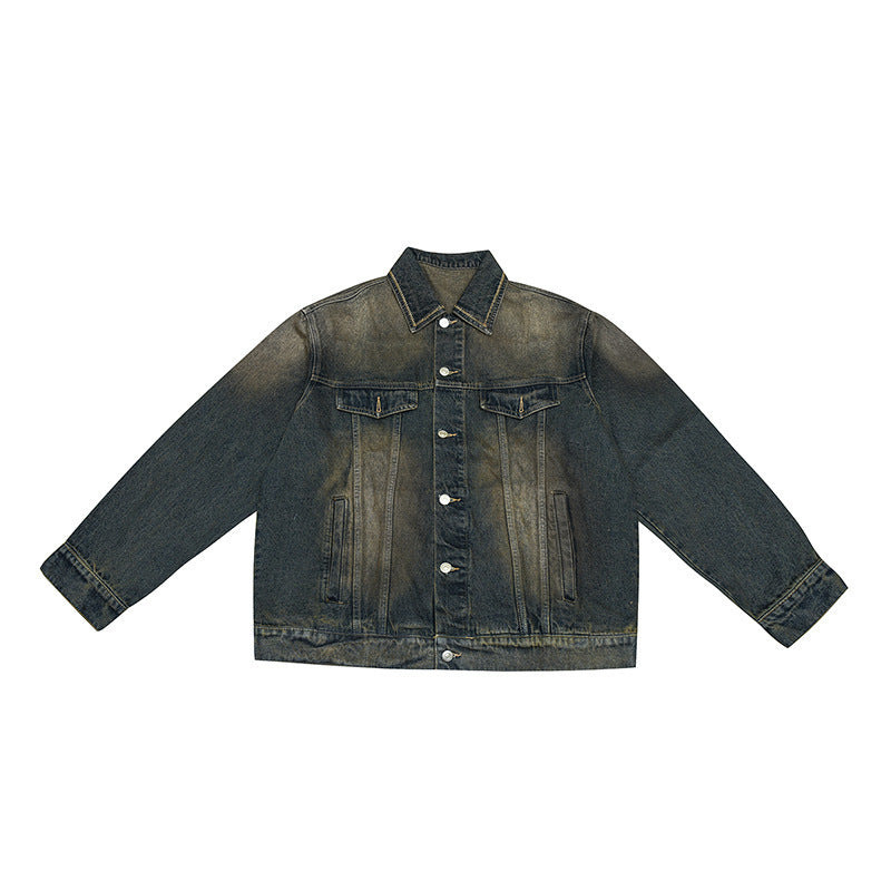Unisex Oversized Jeans Jacket with Vintage-Washed Effect and Chest Pockets Amarae