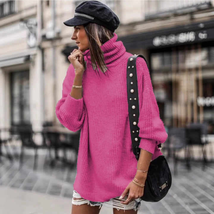 Pull en tricot épais pour femme avec col haut et détails élégants de boutons Chic & Stil
