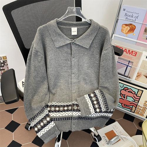 Women cardigan with elegant collar and trendy pattern Amarae
