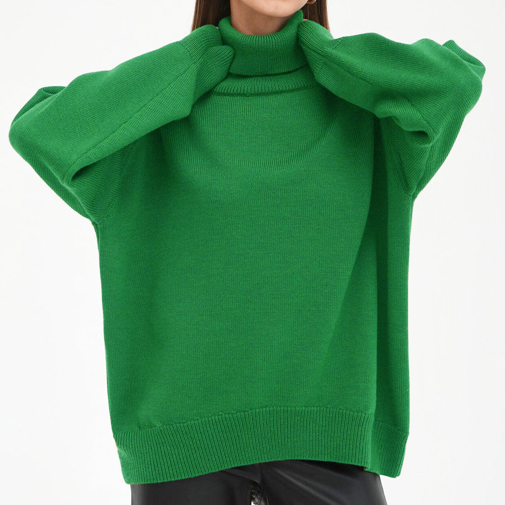 Oversized turtleneck sweater for women with ribbed structure Lune London