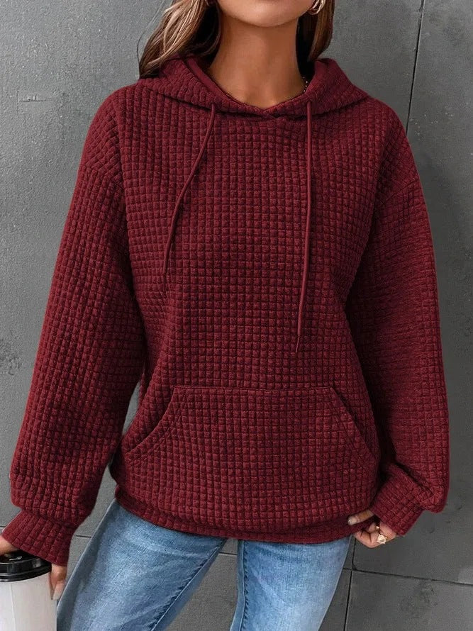 Casual hoodie for women with textured surface and practical kangaroo pocket Lune London