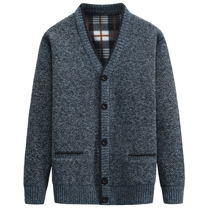 Men's elegant cardigan with V-neck and affectionate details Lune London
