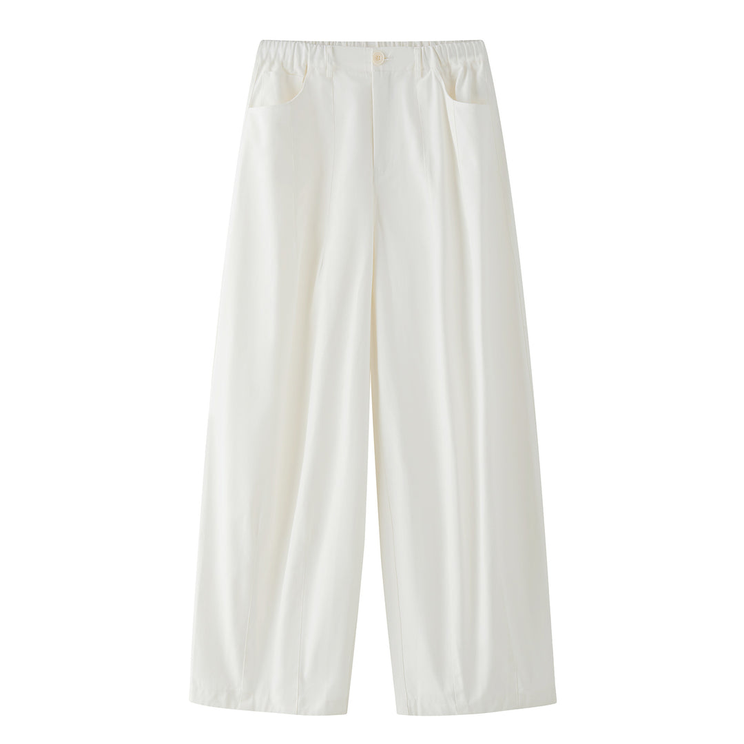 Women's high-waisted wide pleated pants made of cotton twill in baggy culotte look Amarae