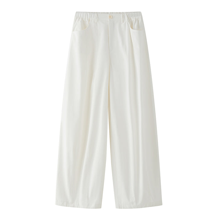Women's high-waisted wide pleated pants made of cotton twill in baggy culotte look Amarae