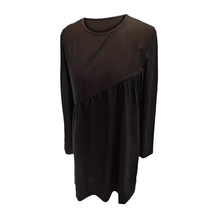 Elegant mini dress for ladies with asymmetrical hem and ruffle details Lune London