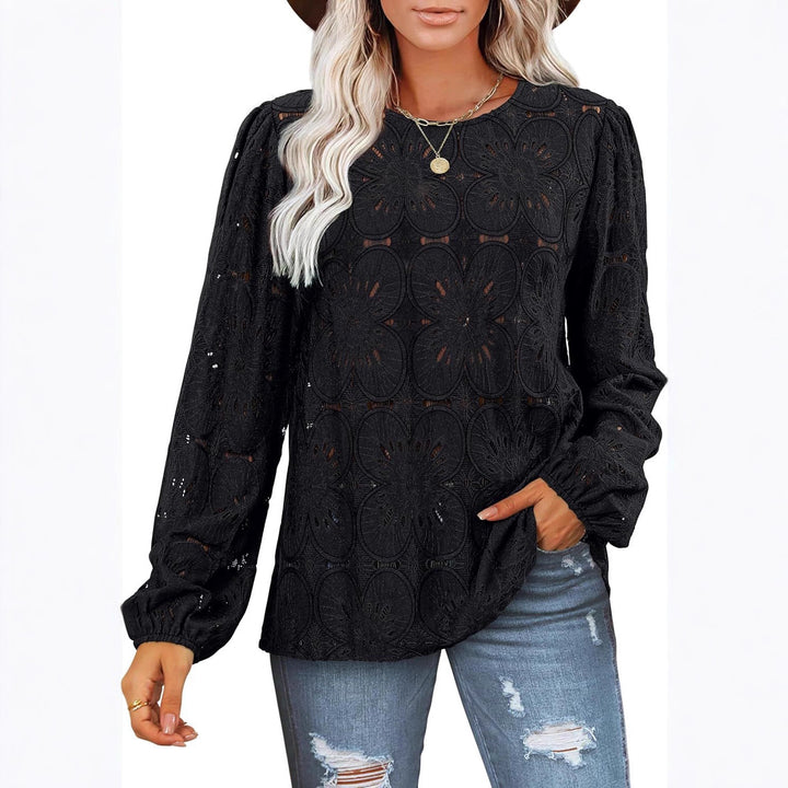 Lace blouse for women with floral details and elegant puff sleeves Lune London