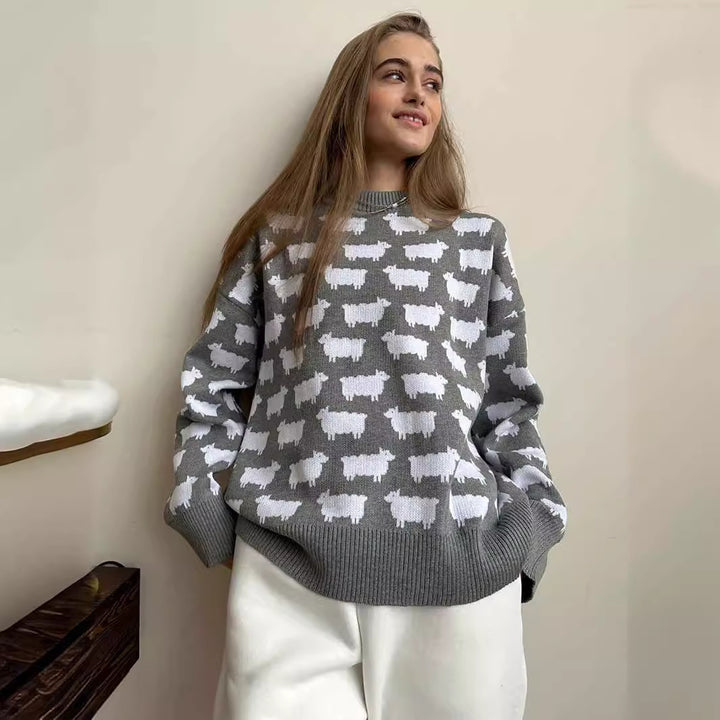 Ladies Knit Sweater with Sheep Patterns Lune London