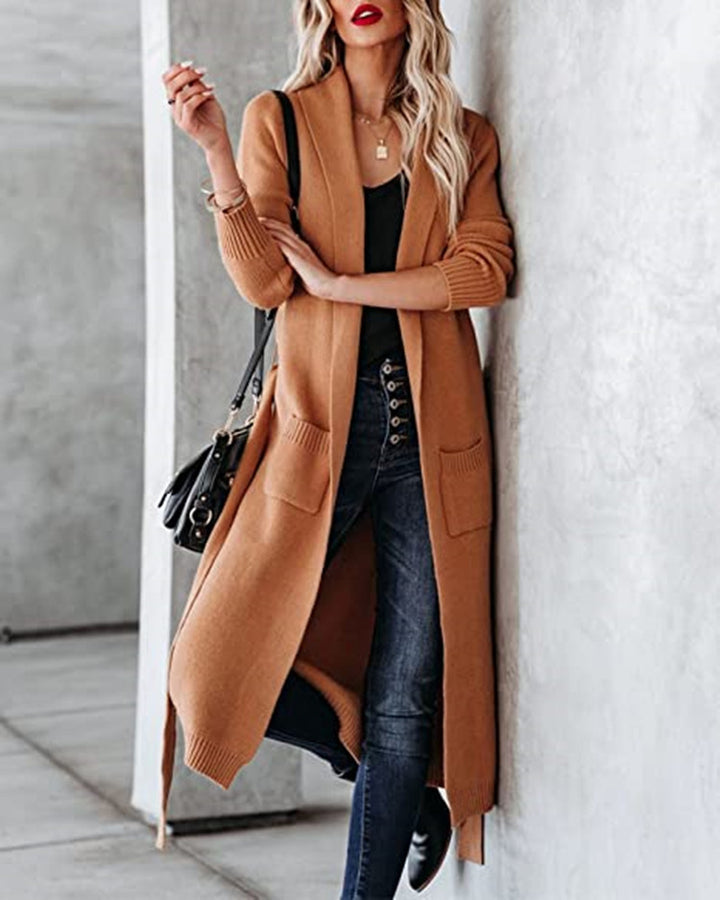 Wool coat for women with a tie belt and large pockets Lune London