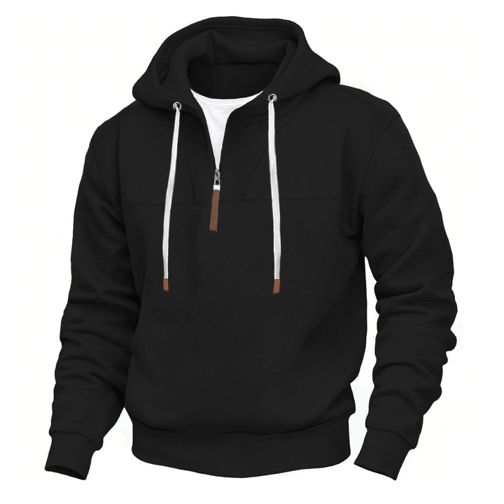 Men's hoodie with partial zip and contrasting details Lune London