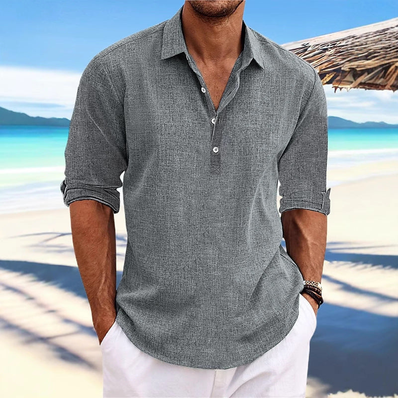 Light linen shirt for men with three-quarter sleeves Lune London