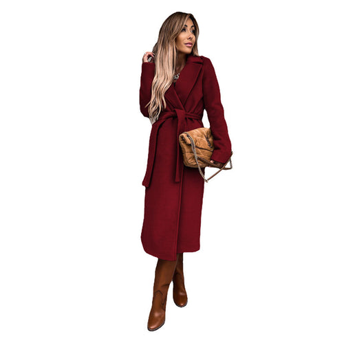 Ladies elegant wool coat with belt and timeless silhouette Amarae