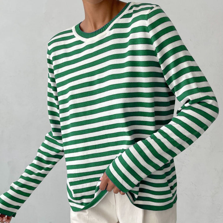 Casual knit pullover for women with striped pattern and loose fit Lune London