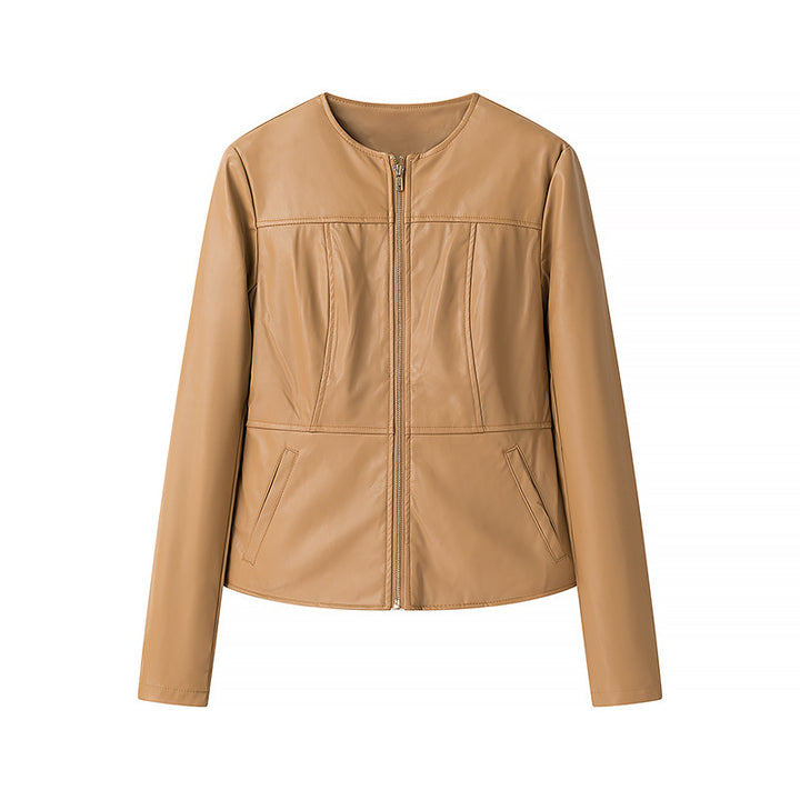 Veste en cuir synthétique pour femmes avec coupe sur mesure et fermeture éclair Chic & Stil
