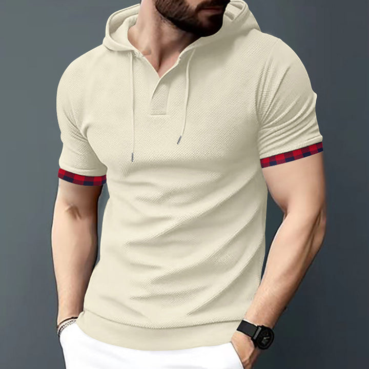 Men's short sleeve shirt with hood and modern accents Chic and style