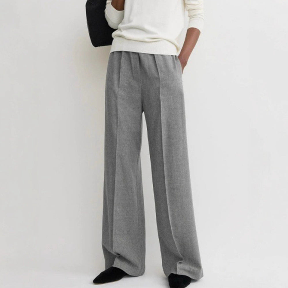 Pantalons en chiffon à coupe large pour femmes avec taille élastique Chic & Stil