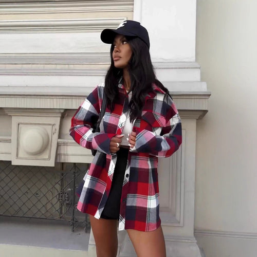 Plaid overshirt jacket for women in high-quality cotton blend with a relaxed fit Amarae