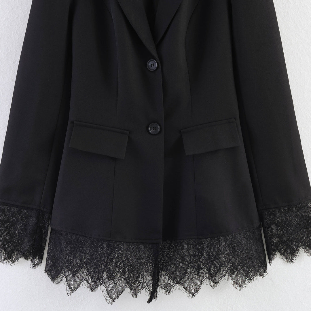 Women's tailored blazer with lace hem and flap pockets Amarae