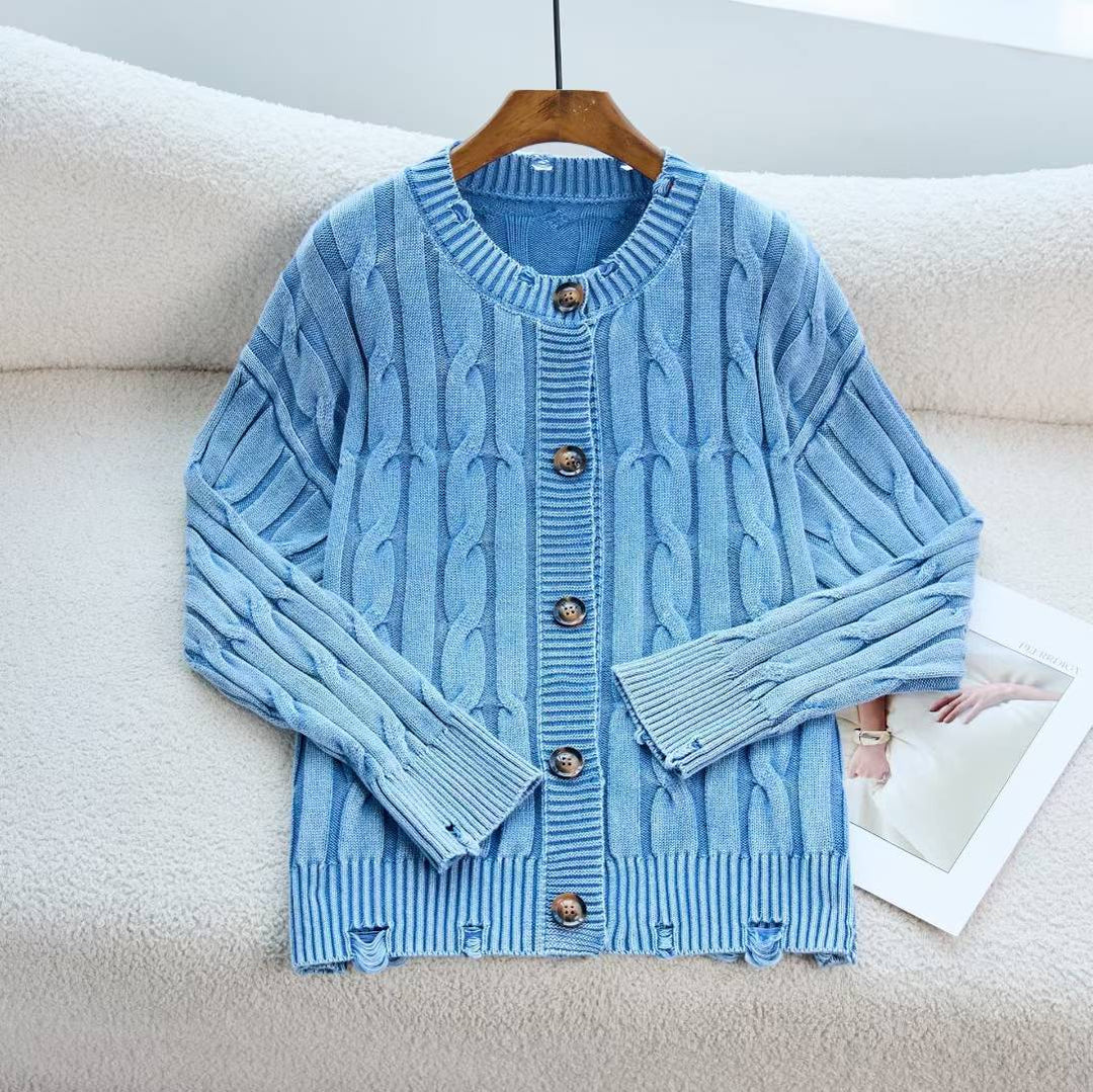 Cardigan pour femmes avec motif en cable et fermeture à boutons Chic & Stil