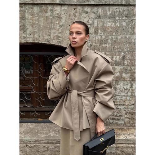 Plus size ladies chic and stylish trench coat