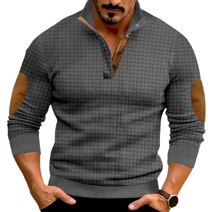 Men's sweater with high collar and contrasting leather details Lune London