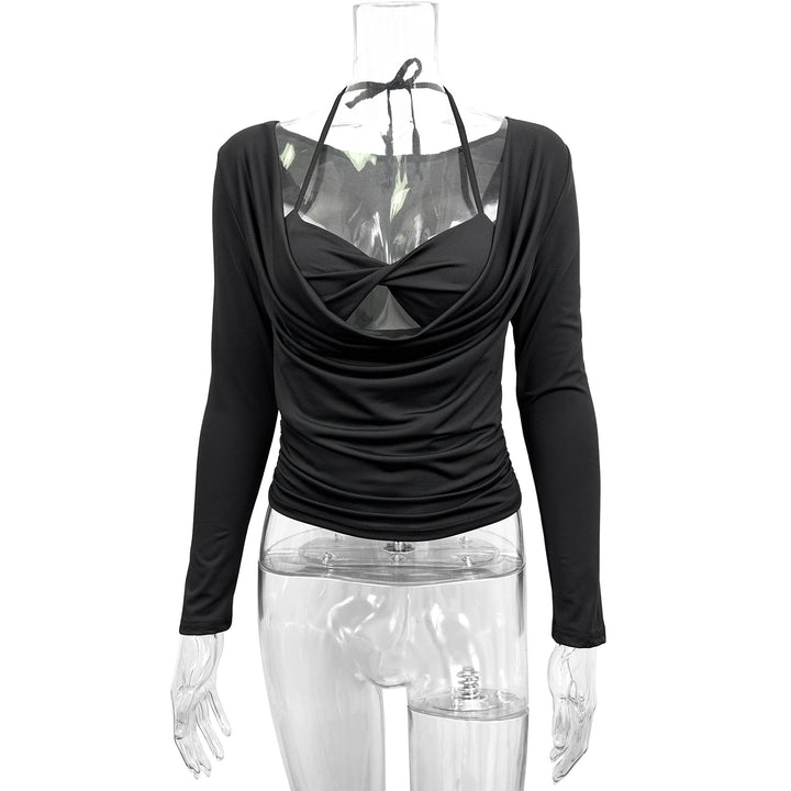 Women fitted top with ruching and off-shoulder design Lune London