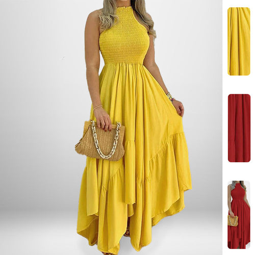 Robe maxi élégante pour femmes avec col haut et jupe fluide Chic & Stil
